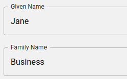 Image of the user's Given and Family name fields in their User Details.